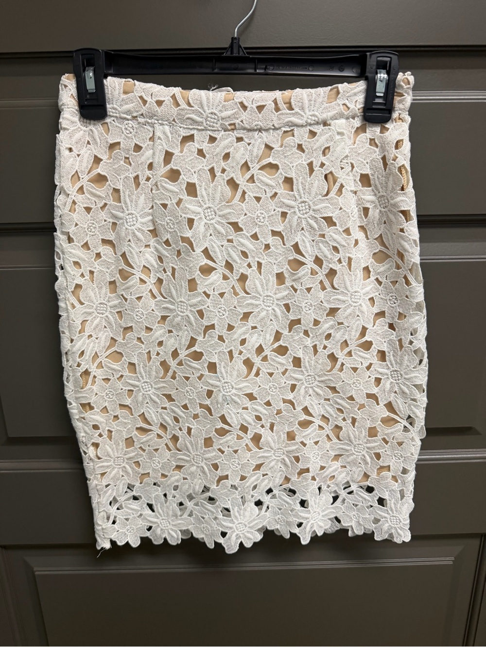 WYLDR Cream Floral Crochet Pencil Skirt